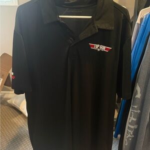 Port Authority Black Polo Shirt with Red Accents